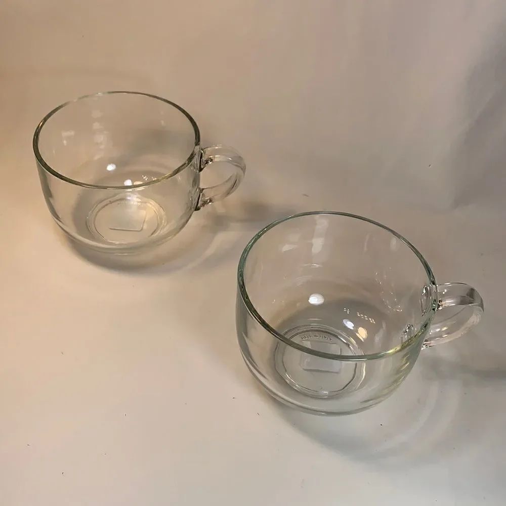 World Market Large Clear Glass Coffee Tea Cocoa Liquor Home Bar Mugs Set 2 New